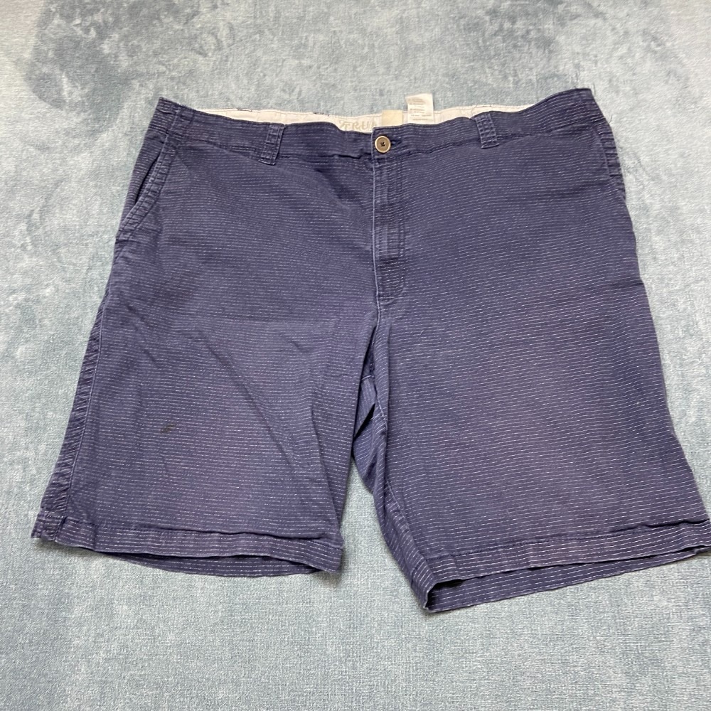 True Nation Chino Shorts Mens 46 Navy Blue Striped High Rise Outdoors Travel